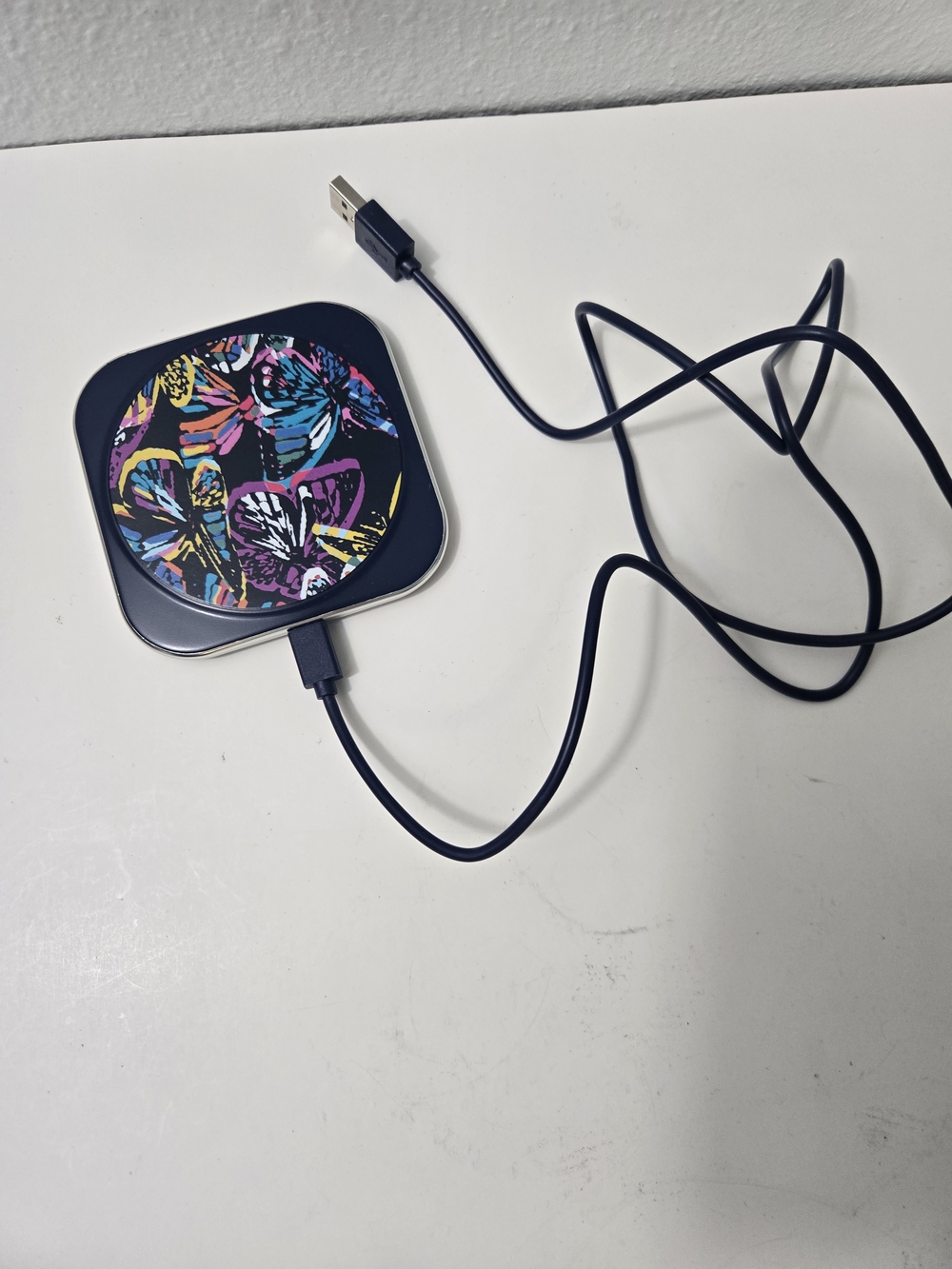 Vera Bradley Navy Floral Wireless Charger with Multicolor Butterfly Print